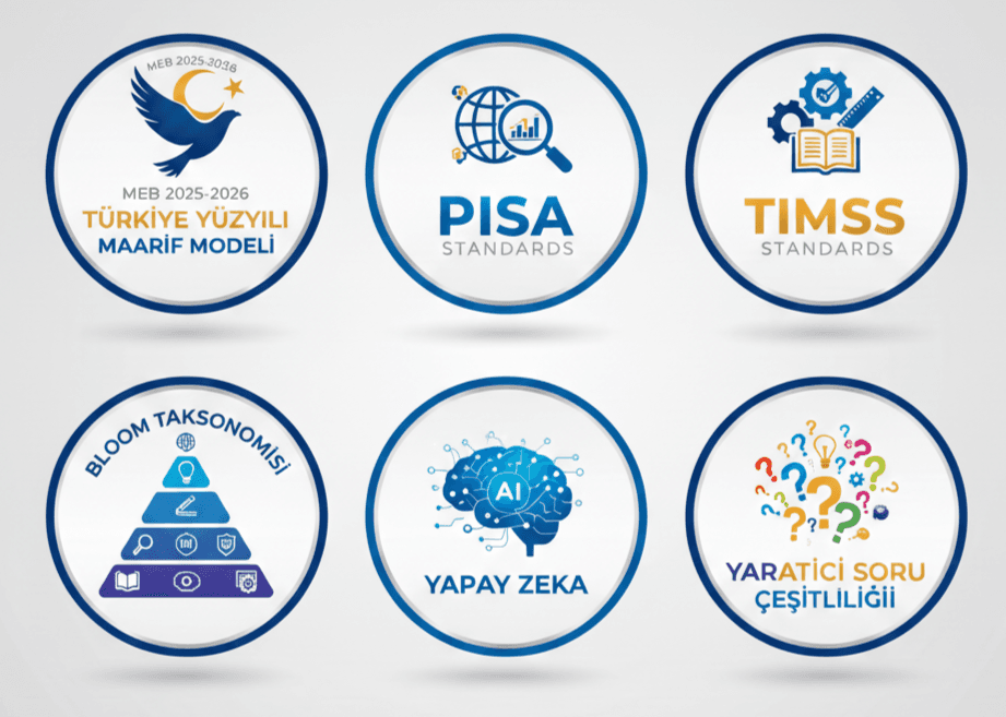 Testomatik Standartları - MEB, PISA, TIMSS, Bloom Taksonomisi, Yapay Zeka, Yaratıcı Soru Çeşitliliği